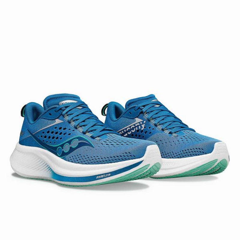 Women's Saucony Ride 17 Running Shoes Blue / Turquoise | ZBFGPNE-98