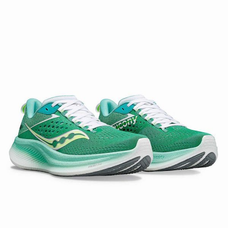 Women's Saucony Ride 17 Running Shoes Mint / White | CHUGSVI-03