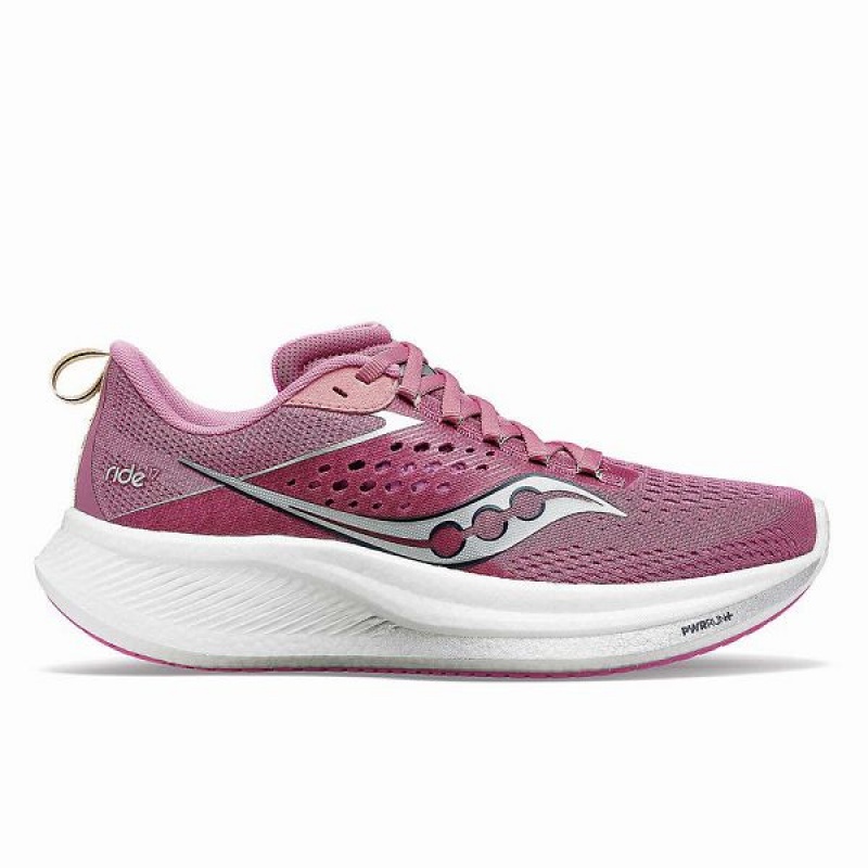 Women\'s Saucony Ride 17 Running Shoes Purple / Silver | XEPCJYN-03