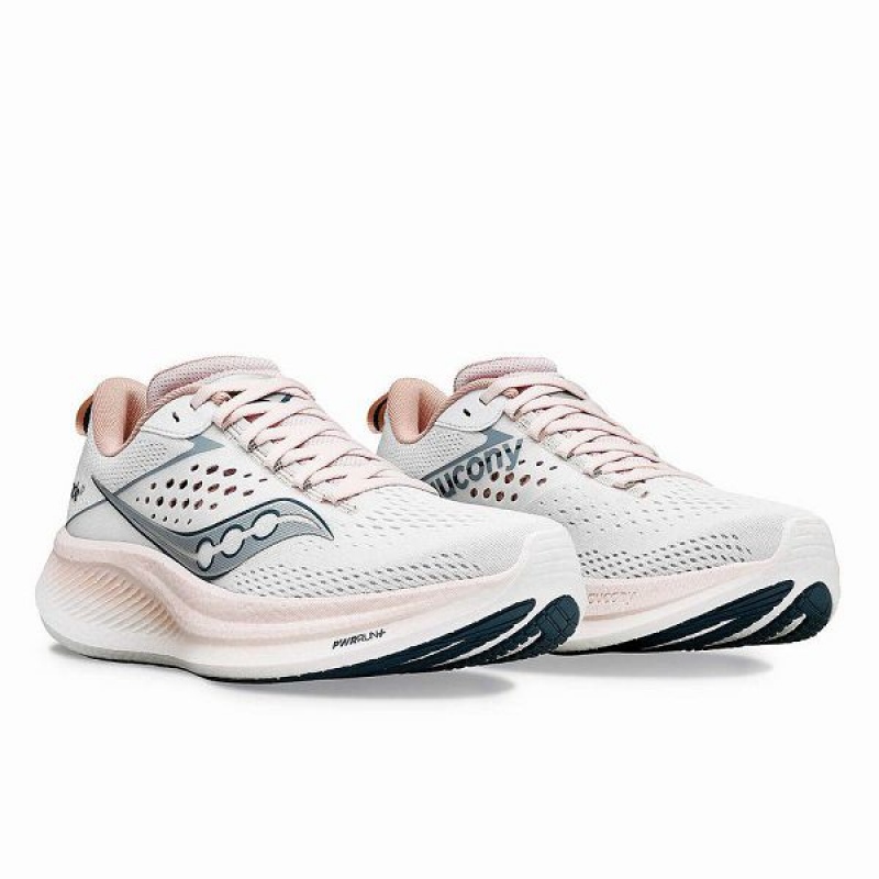 Women's Saucony Ride 17 Running Shoes White | CELFHAI-02