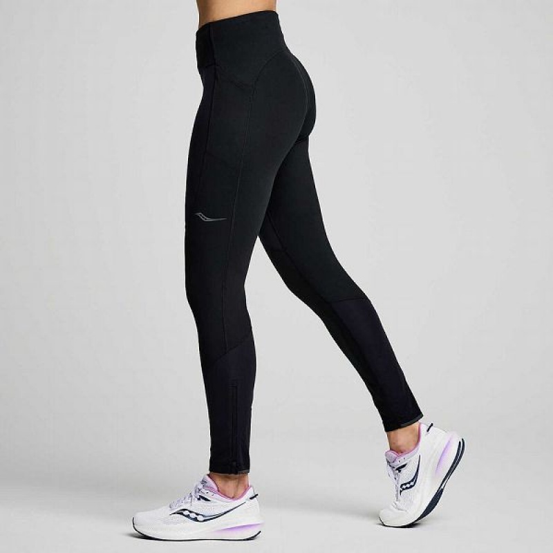 Women's Saucony Runshield Tight Black | KXWQHJG-24