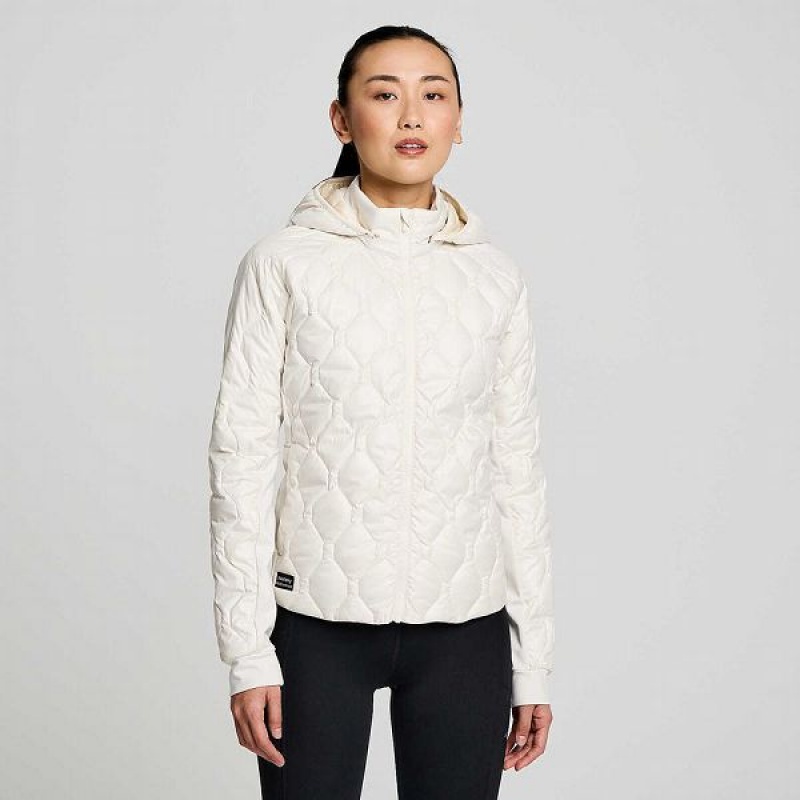 Women\'s Saucony Solstice Oysterpuff Jackets Beige | OLXZVPW-17