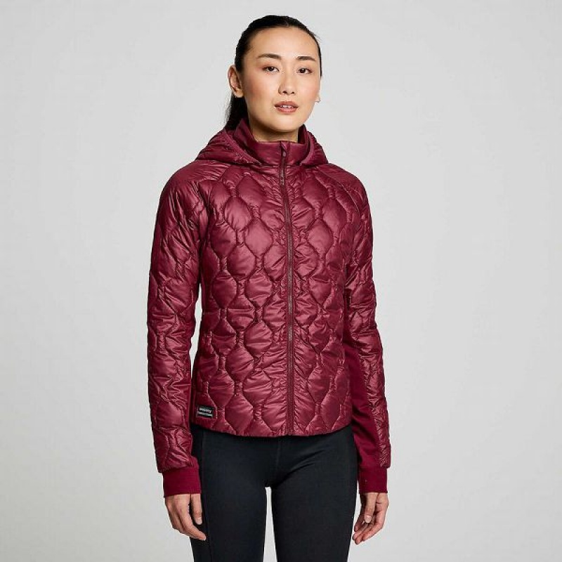 Women\'s Saucony Solstice Oysterpuff Jackets Red | DGFTLQN-59