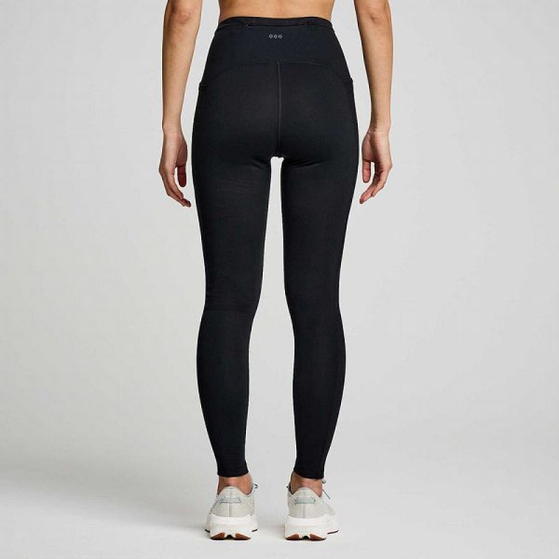 Women's Saucony Solstice Tight Black | NCBSLHR-84