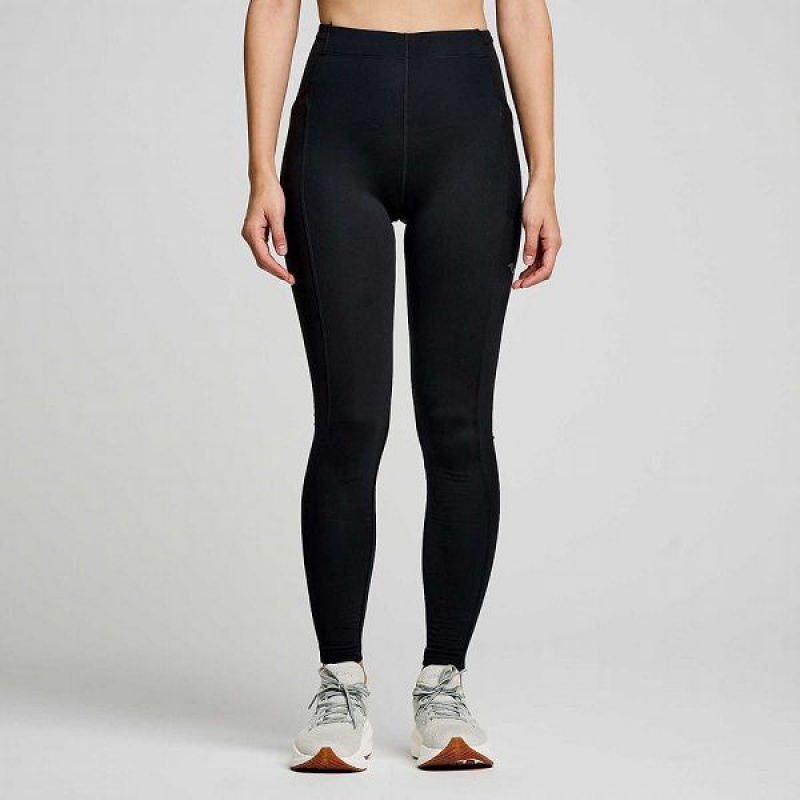 Women\'s Saucony Solstice Tight Black | NCBSLHR-84