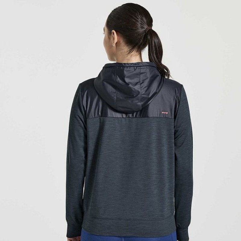 Women's Saucony Solstice Zip Hoody Tops Black | GSEFJQD-78