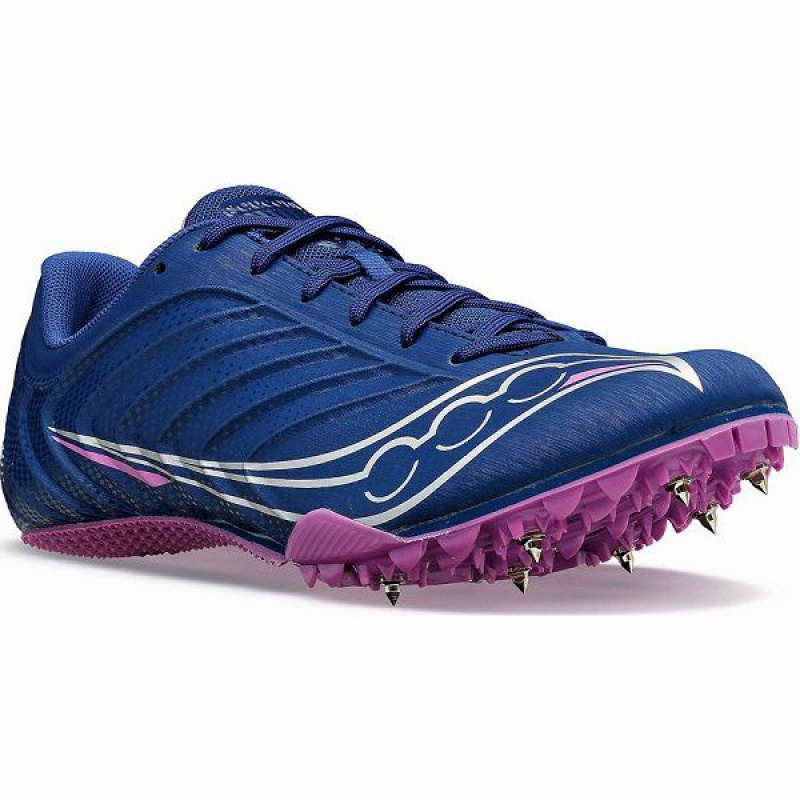 Women's Saucony Spitfire 5 Spikes Shoes Indigo / Purple | CRJMIGE-94