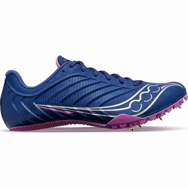 Women\'s Saucony Spitfire 5 Spikes Shoes Indigo / Purple | CRJMIGE-94