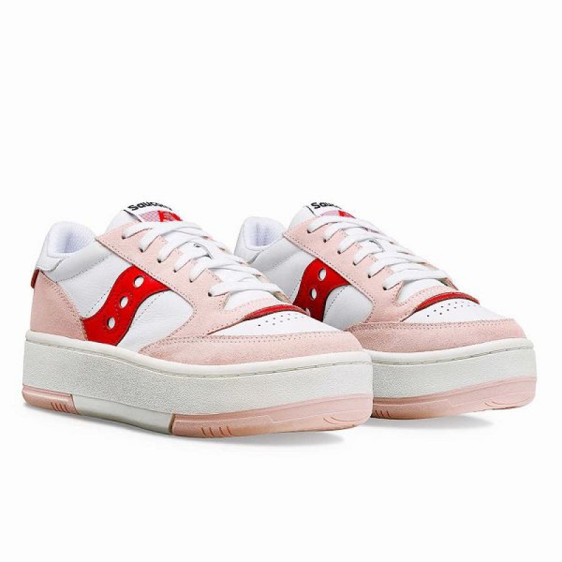 Women's Saucony St. Valentine Jazz Court Platform Sneakers White / Pink | SOKVNDP-75