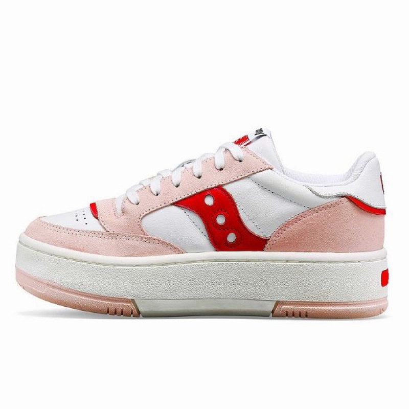 Women's Saucony St. Valentine Jazz Court Platform Sneakers White / Pink | SOKVNDP-75