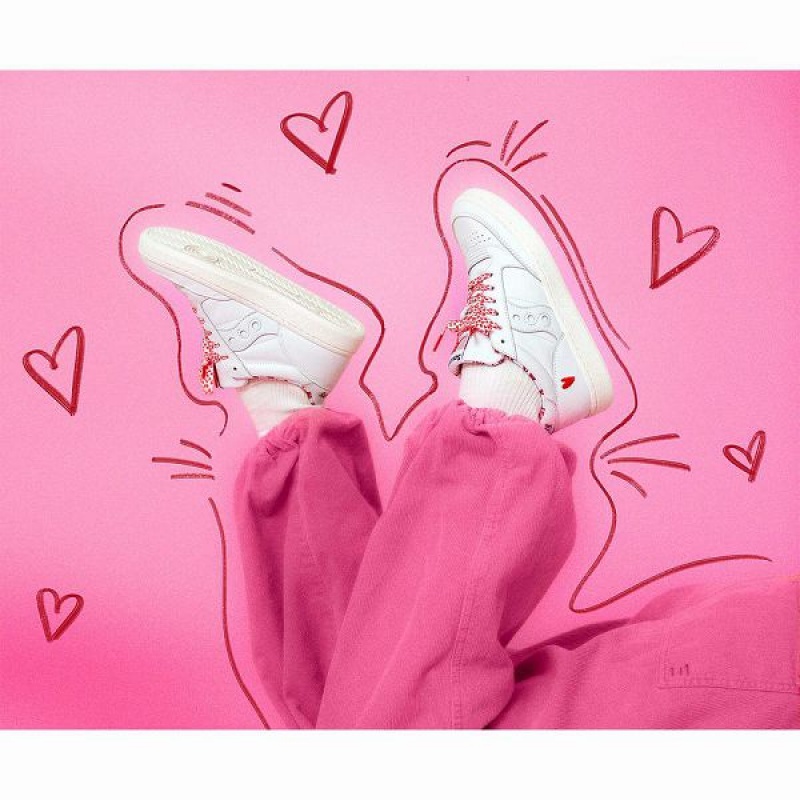 Women's Saucony St. Valentine Jazz Court Sneakers White | JHKBANX-30