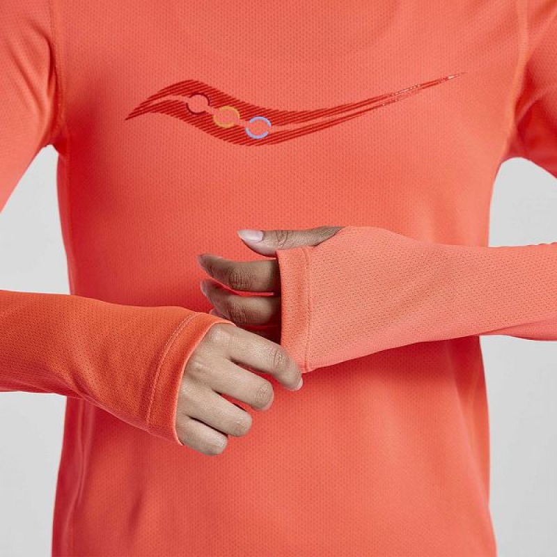 Women's Saucony Stopwatch Graphic Long Sleeve T Shirts Red | GJDNCYZ-09