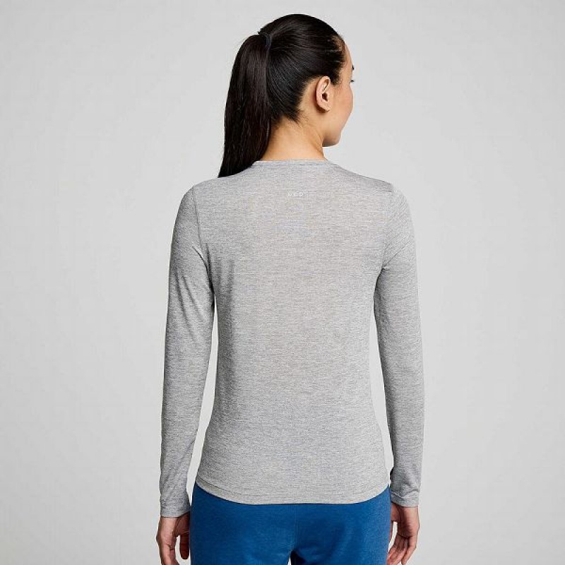 Women's Saucony Stopwatch Graphic Long Sleeve T Shirts Light Grey | CEHDRVS-03