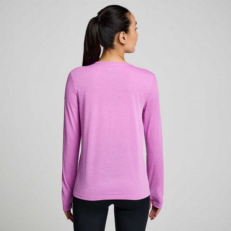 Women's Saucony Stopwatch Graphic Long Sleeve T Shirts Purple | HGKSVCX-96