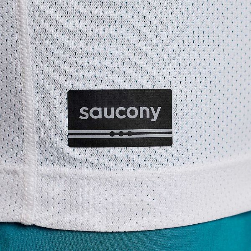 Women's Saucony Stopwatch Graphic Short Sleeve T Shirts White | HMEIKQR-34