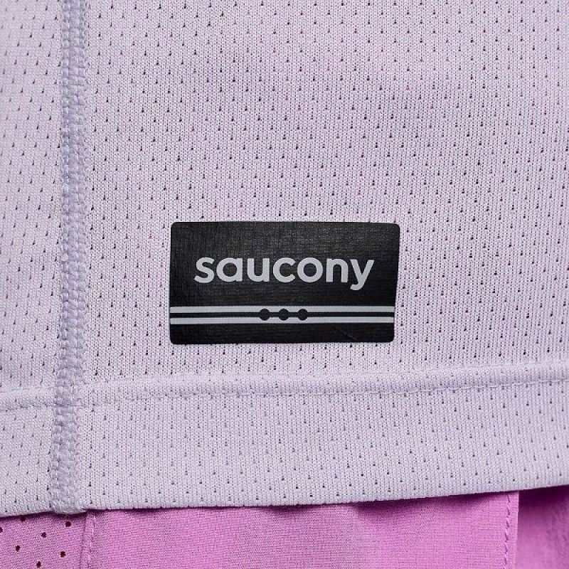 Women's Saucony Stopwatch Graphic Short Sleeve T Shirts Purple | DEPMVQH-84