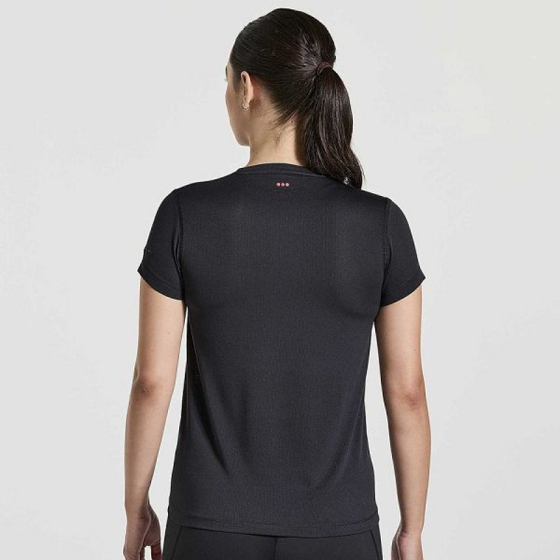 Women's Saucony Stopwatch Graphic Short Sleeve T Shirts Black | DCIEJNW-49