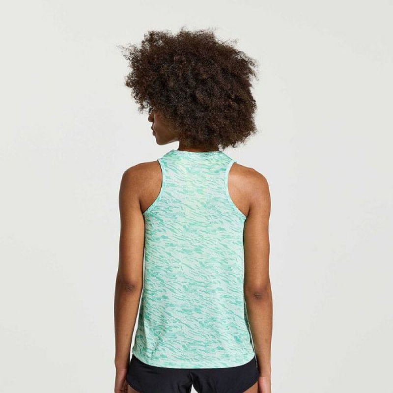 Women's Saucony Stopwatch Graphic Singlet Tank Top Turquoise | QUIPZRO-97