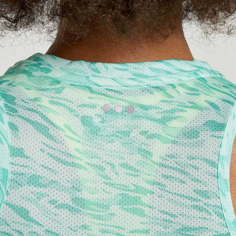 Women's Saucony Stopwatch Graphic Singlet Tank Top Turquoise | QUIPZRO-97