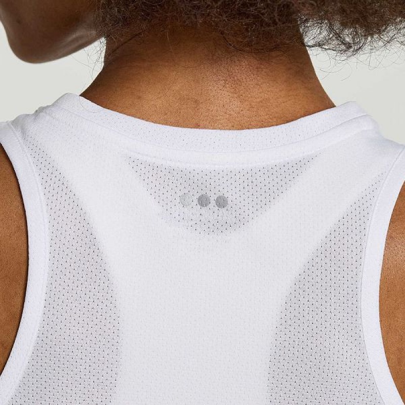 Women's Saucony Stopwatch Graphic Singlet Tank Top White | XMPEOFD-83