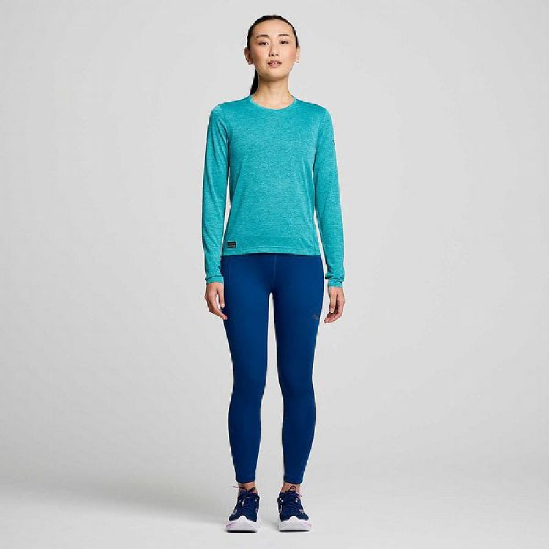 Women's Saucony Stopwatch Long Sleeve T Shirts Turquoise | FAYZDME-31