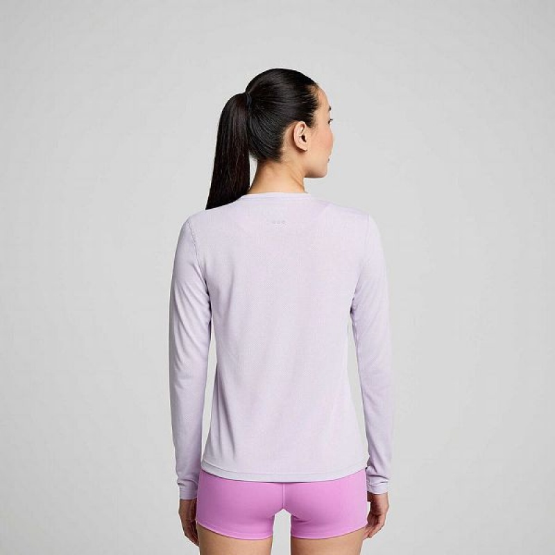 Women's Saucony Stopwatch Long Sleeve T Shirts Purple | BWGQIAH-36