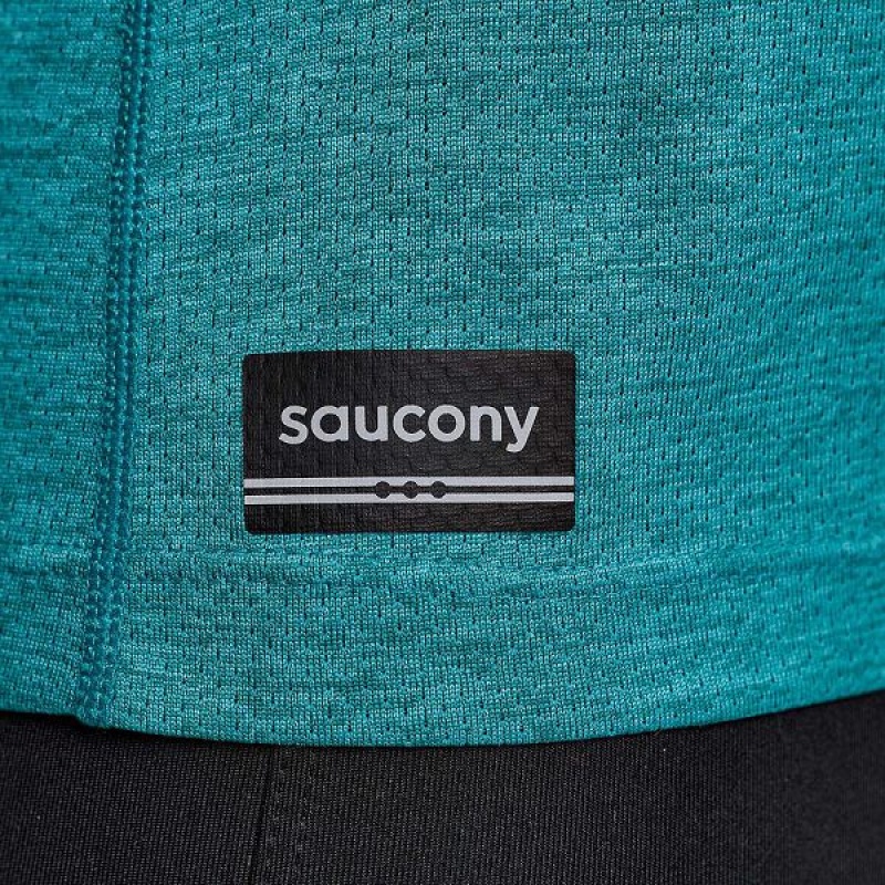 Women's Saucony Stopwatch Short Sleeve T Shirts Turquoise | XFTLRPI-78