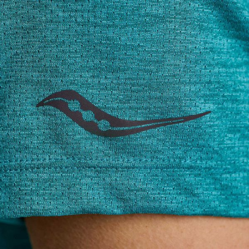 Women's Saucony Stopwatch Short Sleeve T Shirts Turquoise | XFTLRPI-78