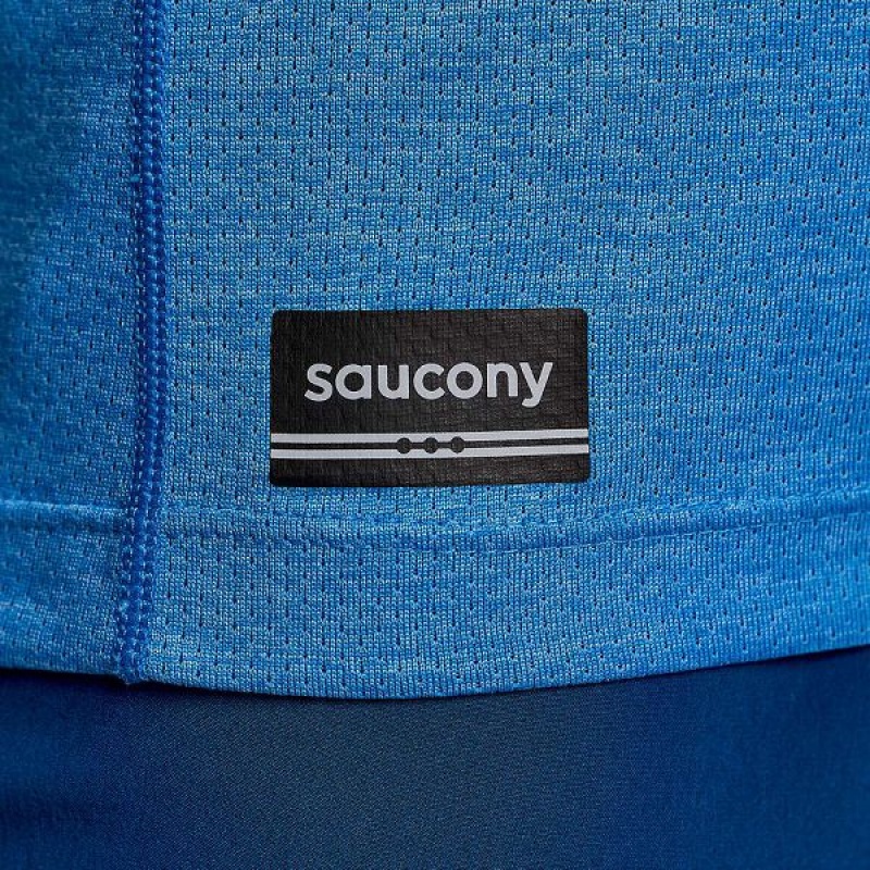 Women's Saucony Stopwatch Short Sleeve T Shirts Blue | DGQCIRW-46