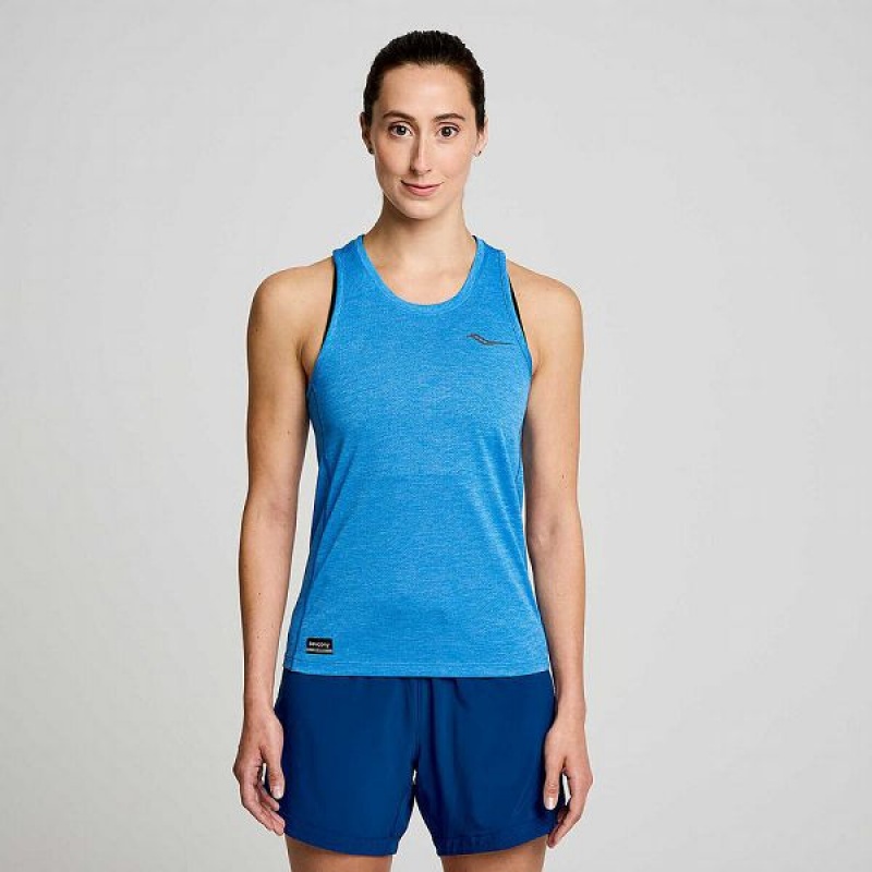 Women\'s Saucony Stopwatch Singlet Tank Top Blue | PWFVZBA-82