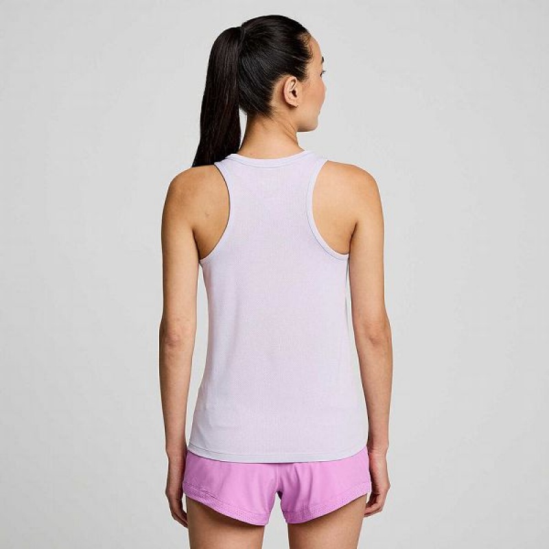 Women's Saucony Stopwatch Singlet Tank Top Purple | KESMXVQ-34