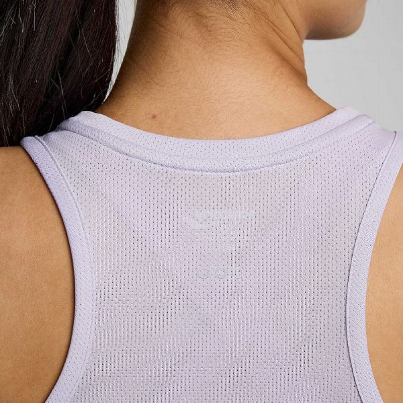 Women's Saucony Stopwatch Singlet Tank Top Purple | KESMXVQ-34