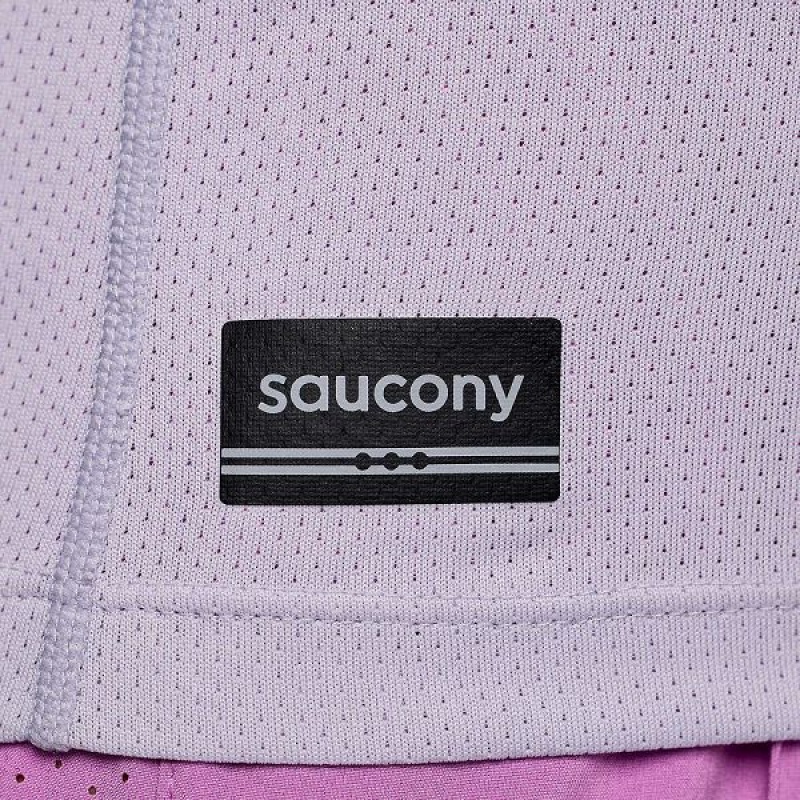 Women's Saucony Stopwatch Singlet Tank Top Purple | KESMXVQ-34