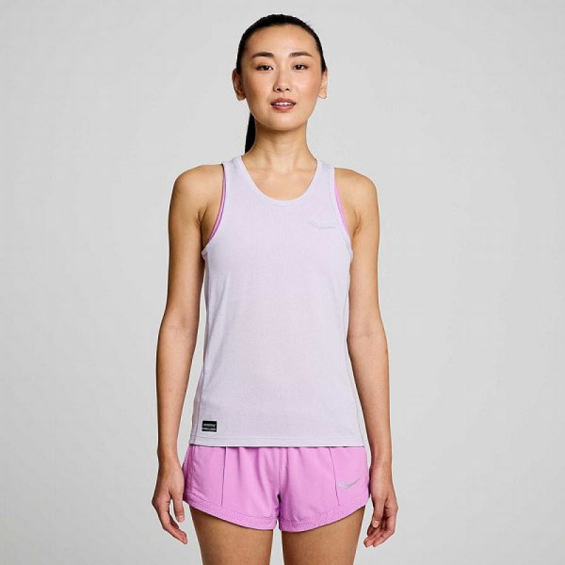 Women\'s Saucony Stopwatch Singlet Tank Top Purple | KESMXVQ-34