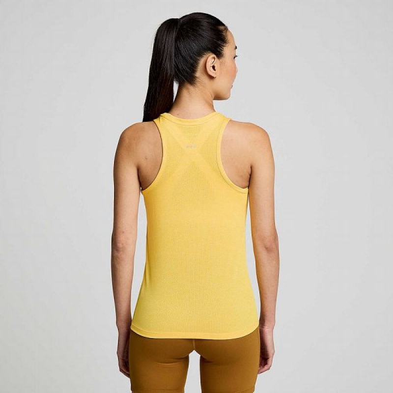 Women's Saucony Stopwatch Singlet Tank Top Gold | XFBTOJQ-79