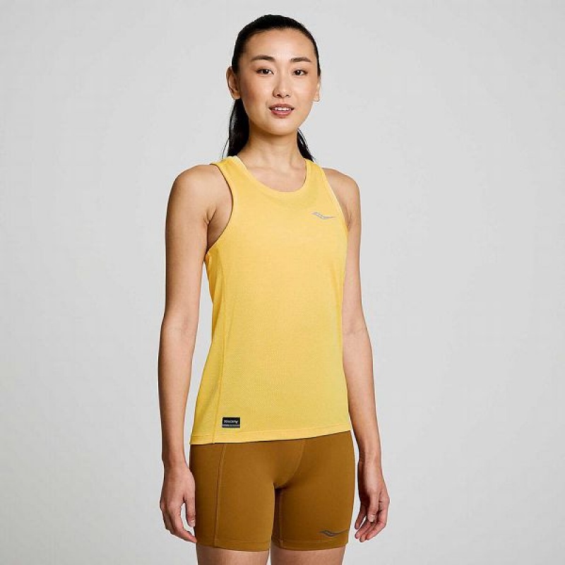 Women\'s Saucony Stopwatch Singlet Tank Top Gold | XFBTOJQ-79