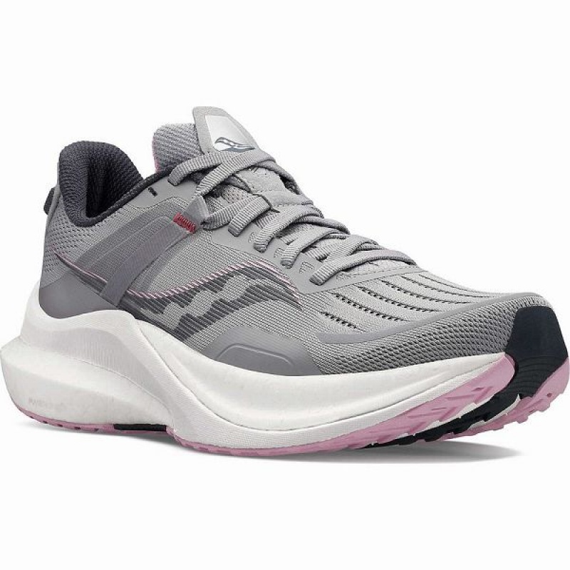 Women's Saucony Tempus Running Shoes Grey / Pink | CBWSVTE-17