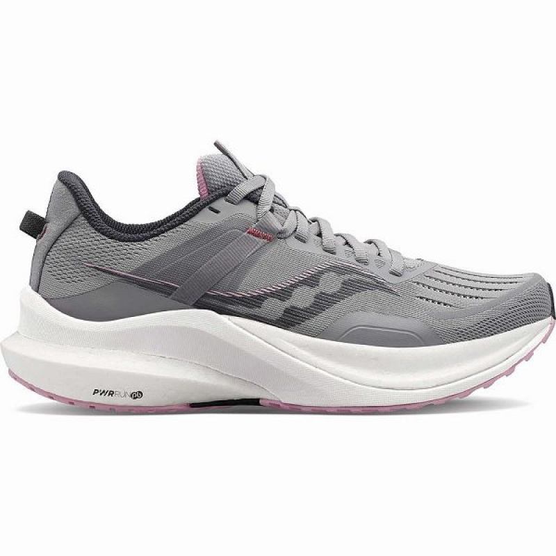 Women\'s Saucony Tempus Running Shoes Grey / Pink | CBWSVTE-17