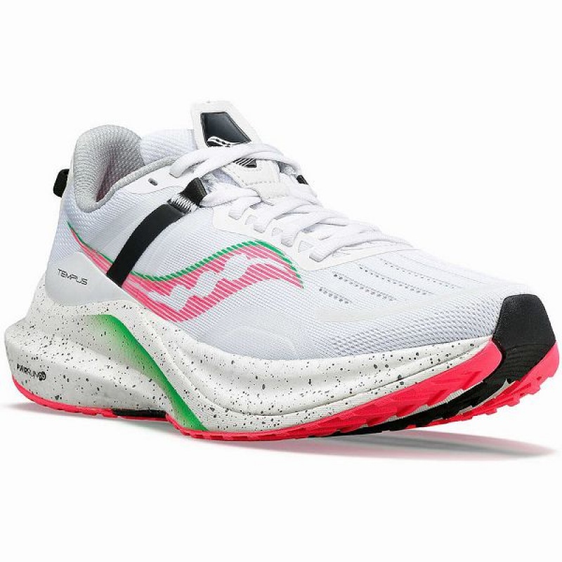 Women's Saucony Tempus Running Shoes White / Pink | QBXLNJH-12