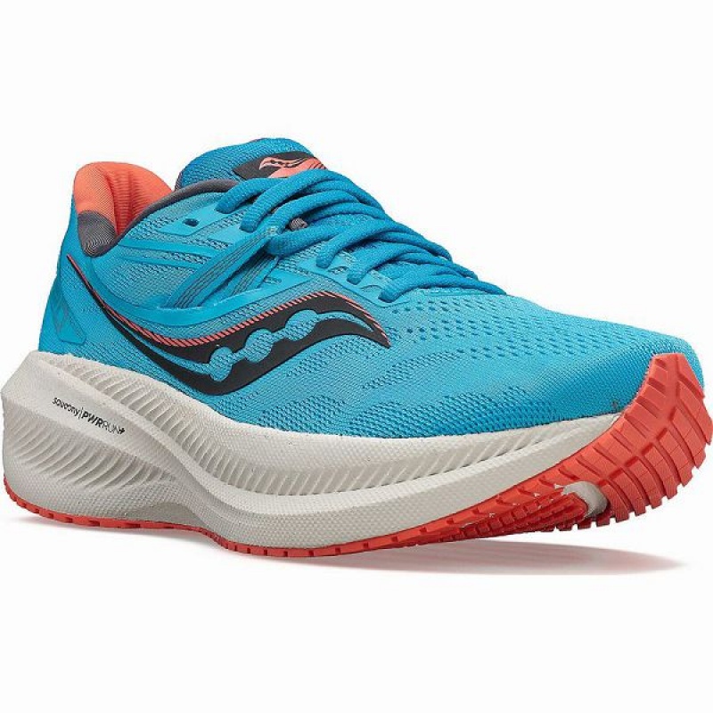 Women's Saucony Triumph 20 Running Shoes Blue / Coral | VIXMYNS-35