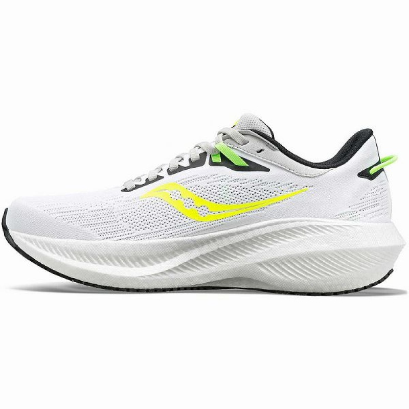 Women's Saucony Triumph 21 Running Shoes White / Green | ICBRKQA-36