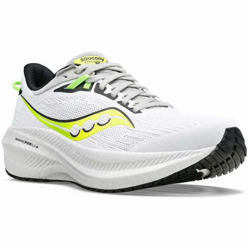 Women's Saucony Triumph 21 Running Shoes White / Green | ICBRKQA-36