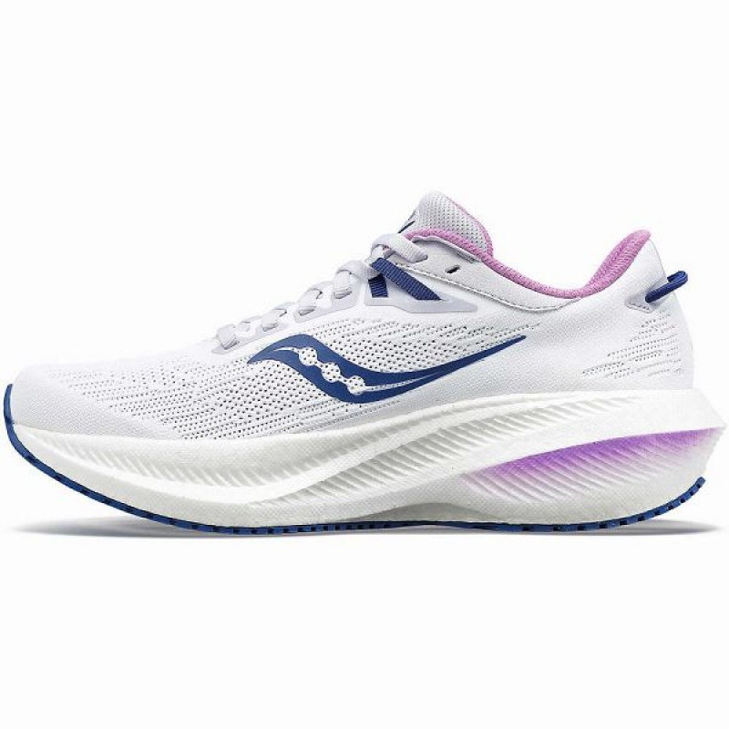 Women's Saucony Triumph 21 Running Shoes White / Indigo | XAJTZFP-70