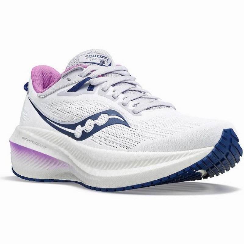 Women's Saucony Triumph 21 Running Shoes White / Indigo | XAJTZFP-70