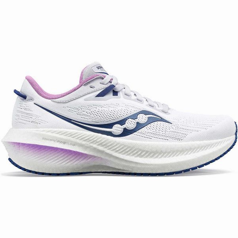 Women\'s Saucony Triumph 21 Running Shoes White / Indigo | XAJTZFP-70