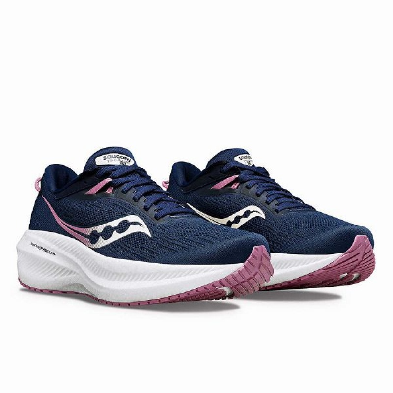 Women's Saucony Triumph 21 Running Shoes Navy / Purple | KAFISLD-63