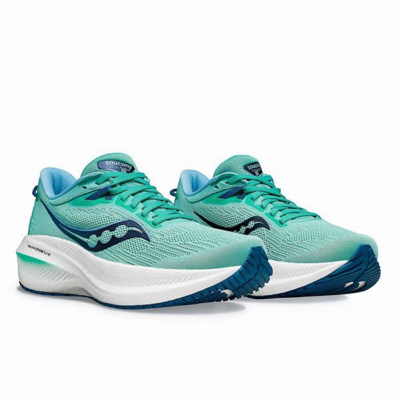 Women's Saucony Triumph 21 Running Shoes Mint / Navy | HXCKOTY-17