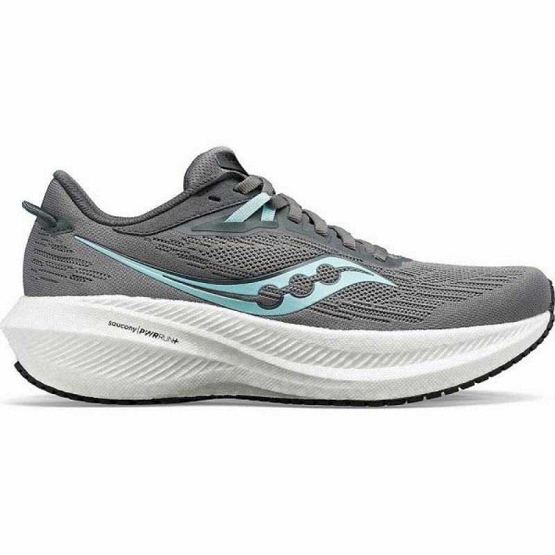 Women\'s Saucony Triumph 21 Running Shoes Grey / Black | YMQRSNB-57