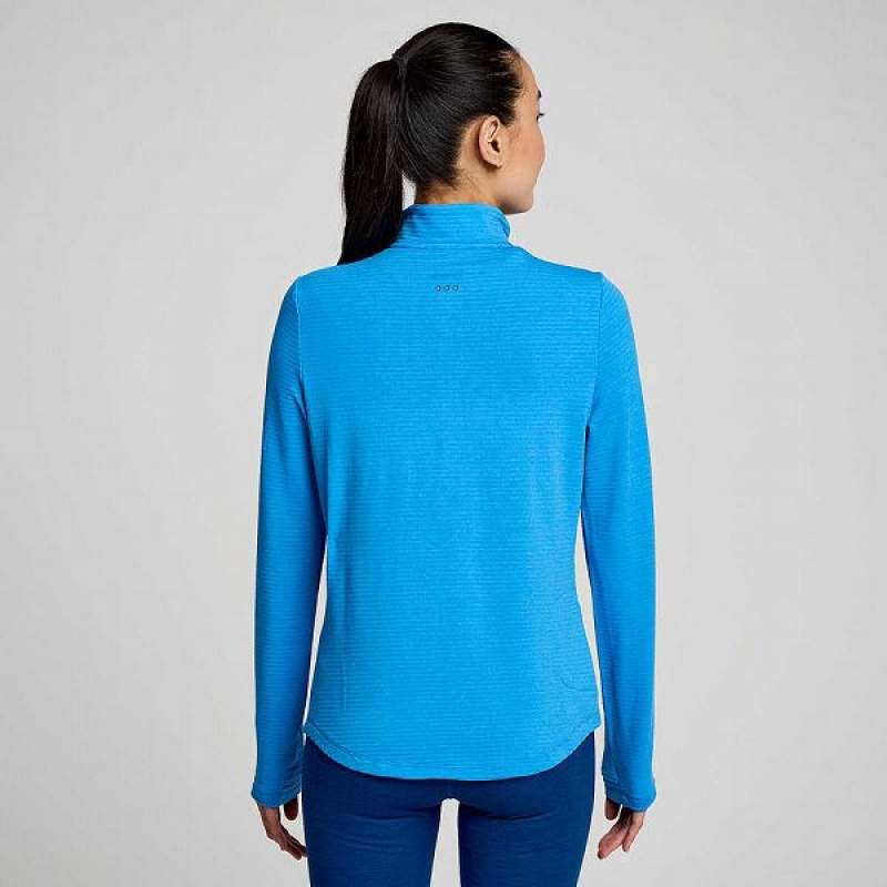 Women's Saucony Triumph 3D 1/2 Zip Tops Blue | ZJYDMXA-57