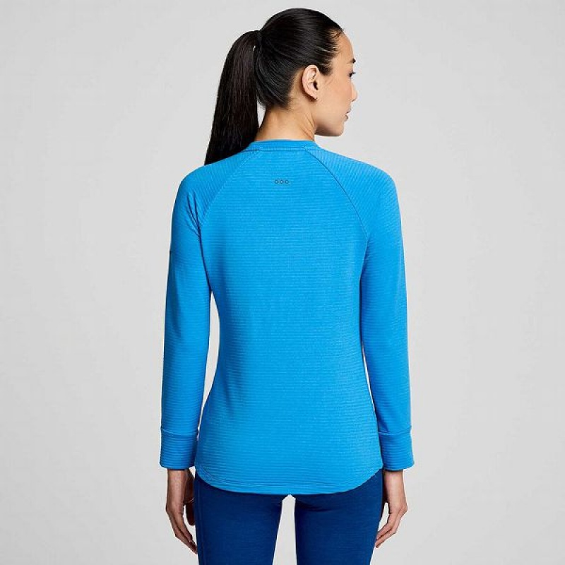 Women's Saucony Triumph 3D Crew T Shirts Blue | IJDFACW-84